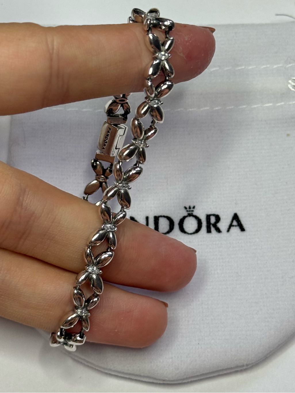 Pandora Butterfly Link Bracelet Sterling Silver Size 7.1 Inch Without Bag!!!